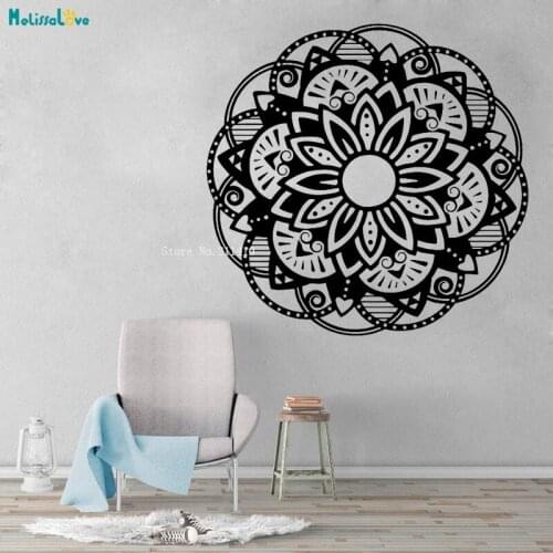 Wonderful Mandala Art Sun Flower Wall Stickers Home Décor Bedroom Simple Design Yoga Studio Vinyl Murals YT4652
