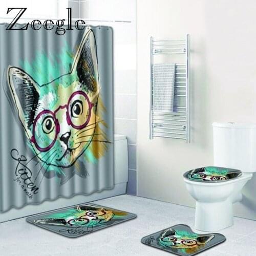 Zeegle Water Absorption Rug Bathroom Microfiber 3D Cartoon Pattern Washable and Absorbent Soft Shower Mats Flannel Toilet Carpet