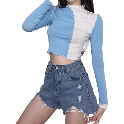 Women Long Sleeve Sportswear Half High Collar with Stringy Selvedge Slim Shirt