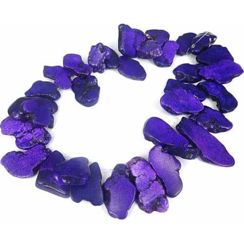 15.5inch Necklace For Women Purple Stone Beads Pendant Necklace Synthetic Stick Shape Howlite Beads Loose Turquois Spike