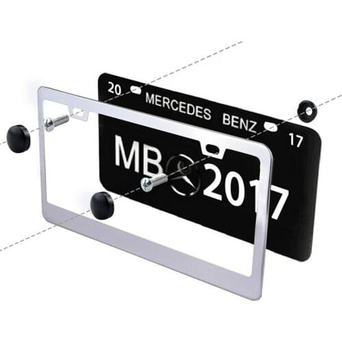 1PC US Ca 1X Stainless Steel Car Truck License Number Plate Frame+Screw Cap