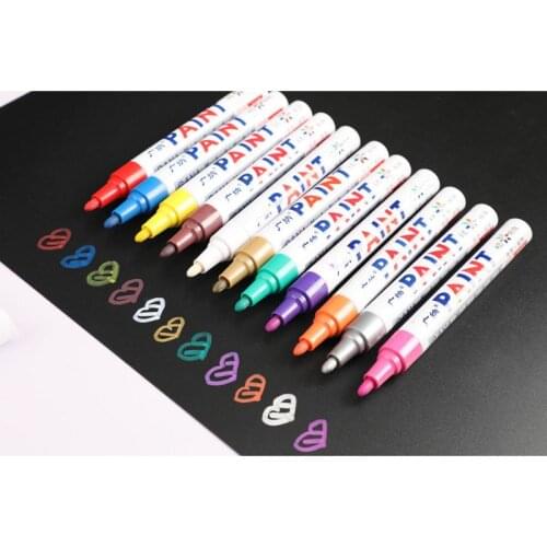 12pcs/lot colorful Waterproof pen Car Tyre Tire Metal Permanent Paint markers