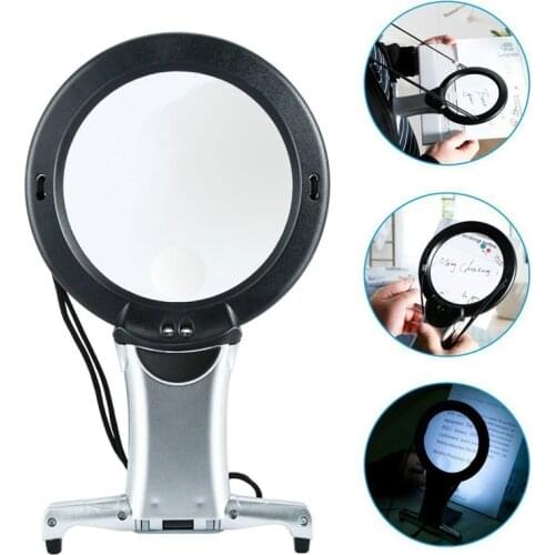 2.5-6 Times Double Led Desktop Handheld Hanging Multi-Function Work Desktop Magnifying Glass Neck Vertical Reading Mirror