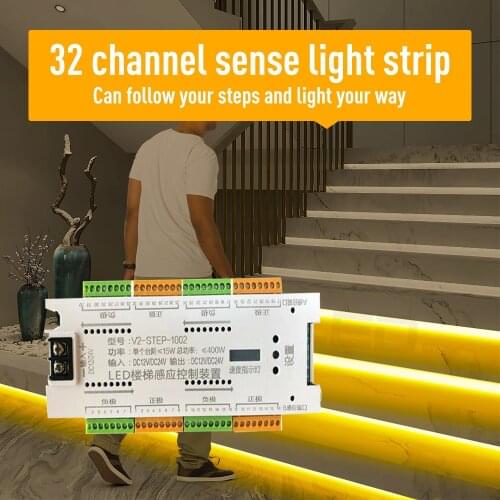 32 Channel Motion Sensor Dimming Stair Streamline Light light Strip under cabinet Indoor Night light For the stair decoration
