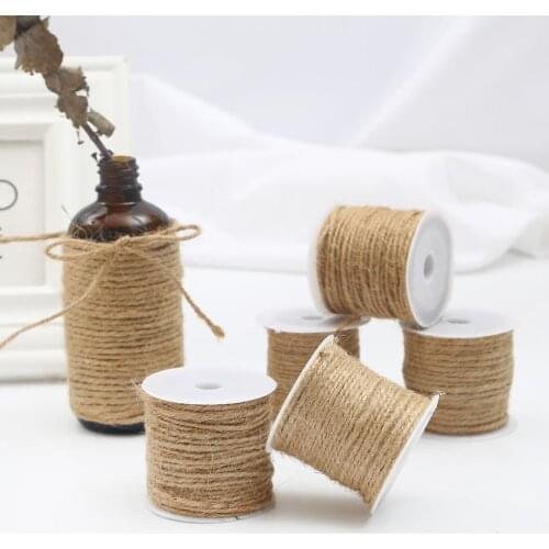5-15m/roll Natural Burlap Hessian Jute Twine Cord Hemp Rope String Gift Packing Strings Christmas Event & Party Supplies