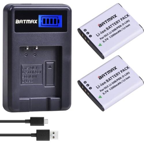 Batmax Li-50B Li 50B D-LI92 Battery +LCD USB Charger for Olympus SP 810 800UZ u6010 u6020 u9010 SZ14 SZ16 D755 u1010 SZ30 SZ20