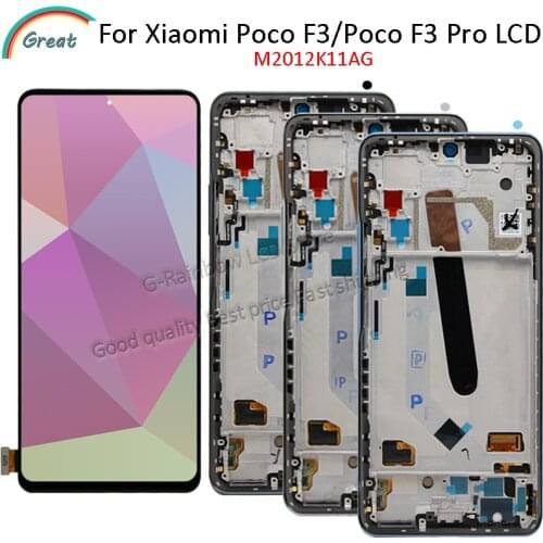 AMOLED 6.67'' For Xiaomi Poco F3 LCD M2012K11AG Display With Frame Touch Panel Screen Digitizer For Pocophone Poco F3 Pro LCD