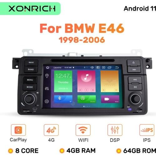 8Core Carplay Android 11 Car Radio For BMW E46 M3 Rover 75 Coupe 318/320/325/330/335 2Din DVD Player 4GB 64GB Stereo IPS screen