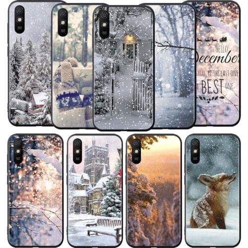 Landscape Winter Light Snow Silicone Cover For Xiaomi Redmi 9 9T 9C 8 7 6 Pro 9AT 9A 8A 7A 6A S2 5 5A 4X Plus Phone Case