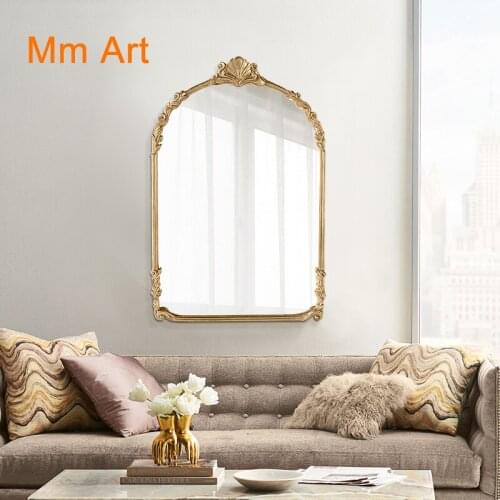 European retro carved mirror cosmetic mirror bathroom mirror living room sofa background wall dining side mirror porch mirror