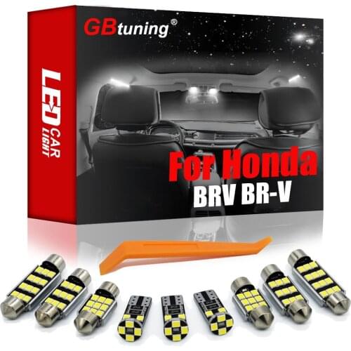 GBtuning No Error LED Interior Light Kit 10PCS For Honda BRV BR-V 2016 2017 2018 2019 2020 2021+ Car Map Trunk Lamp Accessories