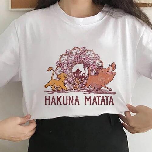 HAKUNA MATATA Simba Timon Pumbaa New Style The Lion King Printing Women Casual T-shirt Fashion Trend Young Tshirt Top Home Wear