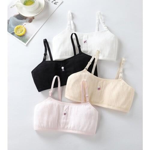 Girls Young Cotton Bra Puberty Kids Training Vests Breathable Teens Students Underwear Bras Sport Letter Tops 8-18 Years Old