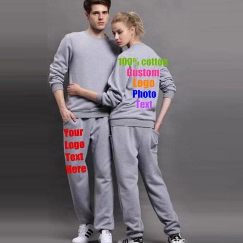 Custom Made Text Logo Photo Design Men Lovers Women Cotton Sweatshirt Team Company Uniform Couples Hoodies Tracksuit Sets Suits