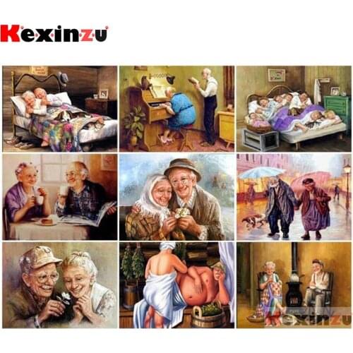 Kexinzu 5D DIY Diamond Painting Old Couple Full Square Rhinestone Portrait Diamond Embroidery Cross Stitch Mosaic Home Decor
