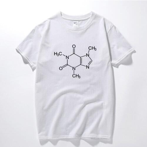 Coffee Molecular T Shirt Top Caffeine Molecule Chemistry Hipster Club Gift Drink Tee Shirt Homme Cotton Short Sleeves T-Shirt
