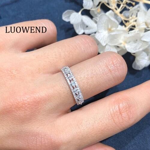 ANI 18K White Gold (AU750) Women Wedding Ring 0.60 CT Gold Rings anillos mujer Luxury Real Natural Diamond Ring for Women Gift