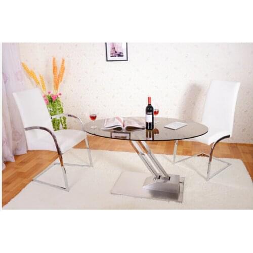 Multi-functional lifting table. Dual-use table. Tempered glass, stainless steel tea table
