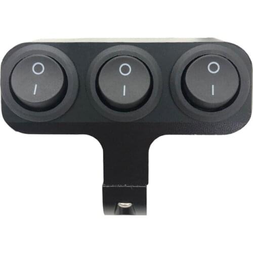 Motorcycle Modified Three Press Two Gear Switch Aluminum Alloy CNC Headlights Spotlights Light Switches 12V 22cm Black Switch