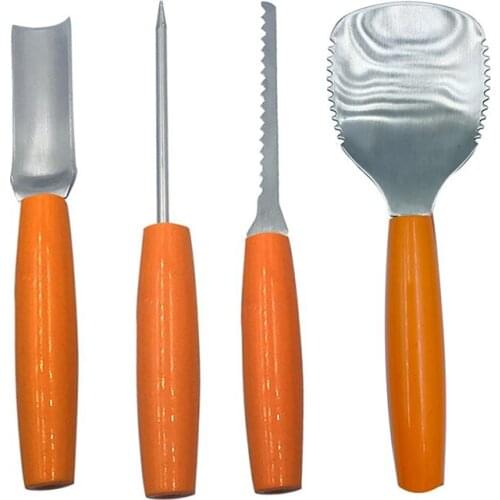 4PCS Pumpkin Carving Kit Lantern Sturdy Stainless Steel Carve Sculpt Halloween Tools Supplies Accessories