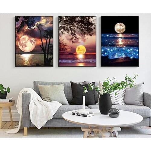 3PC Landscape With Frame Oil Painting By Numbers Art Coloring By Numbers Adults Kit Picture Drawing Canvas Wall Art Home Decor