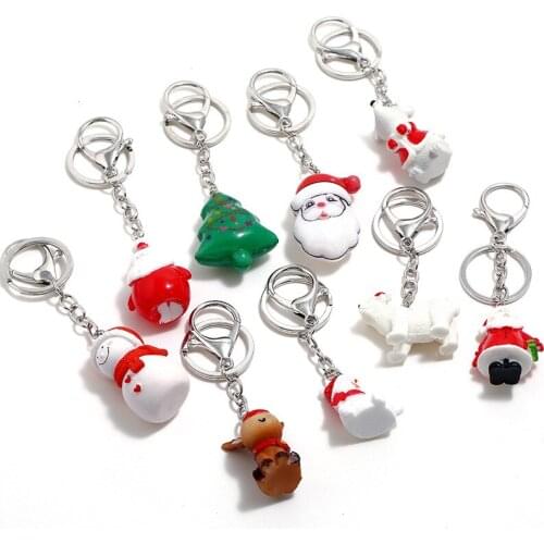 New Santa Claus Snowman Elk Keychain Pendants Christmas Decorations for Home Christmas Gift Merry Christmas New Year 2021