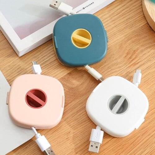 Cable Organizer Rotating Cable Winder Box Plastic Portable Wire Storage Case Phone Holder Mouse Wire Earphone Cord Storage