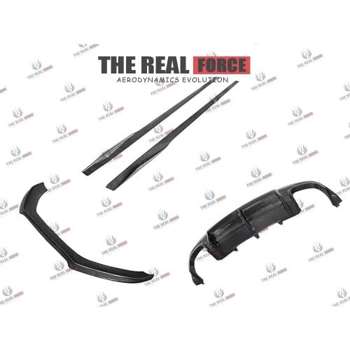 Suitable For 12-16 Audi S5 TRF-S Carbon Fiber Full Lip Body Kit - Front Rear Lip Diffuser Side Skirts Canards