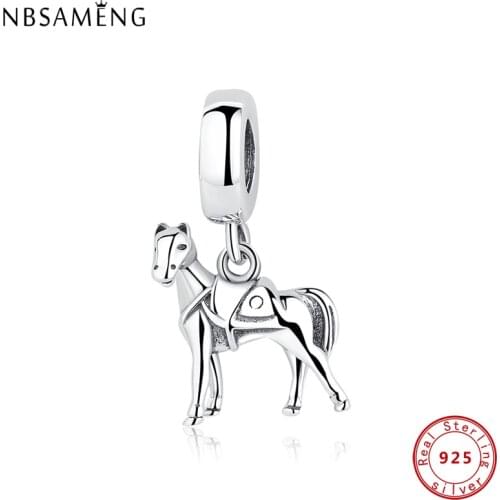 925 Sterling Silver Bead Charms Captures Maximus Horse Pendant Animal Hanging Charms Fit Original Bracelets DIY Jewelry