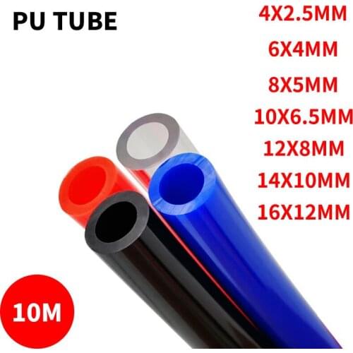 10 Meter PU Gas Air Hose Tubing Compressor Transparent Blue Red Polyurethane 4mm 6mm 8mm 10mm 12mm 14mm 16mm Pneumatic Pipe Tube