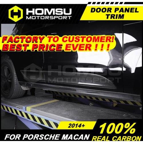 Real Carbon Fiber For Pors-che Ma-can 2014+ Side DOOR PANEL TRIM Car Styling 3M Tape Add On door column decoration
