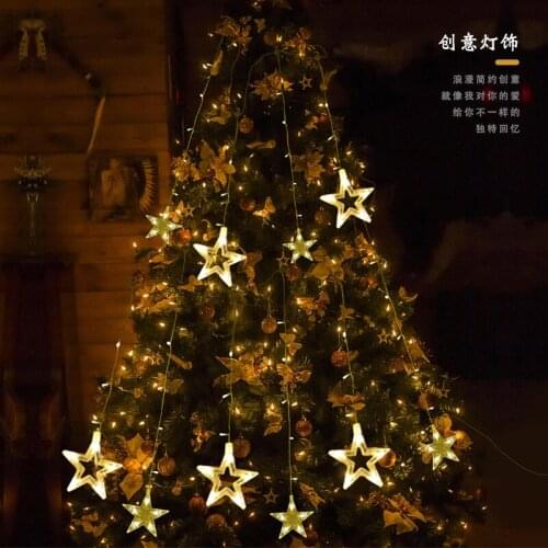 Christmas decorations, five-pointed star, elk, bell, curtain, string of lights, pendant, shopping mall window, home furnishing