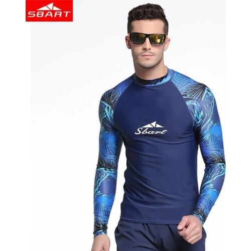 Sbart Mens Long Sleeve Rashguard Swim Shirt Adult UV Sun Protection UPF 50+ Swimming Surfing Top Basic Layer Skin for Wetsuit