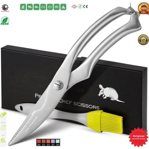 Heavy Duty Stainless Steel Poultry Shears For Bone,Chicken,Meat,Fish,Seafood.Premium Spring Loaded Food Scissors.Kitchen Shears