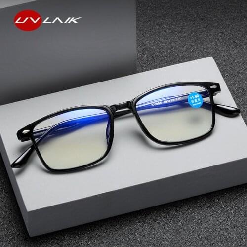UVLAIK Ultralight Square Reading Glasses For Men Women Anti Blue Light Presbyopic Eyeglasses +1.0 +1.5 +2.0 +2.5 +3.0 +3.5 +4.0