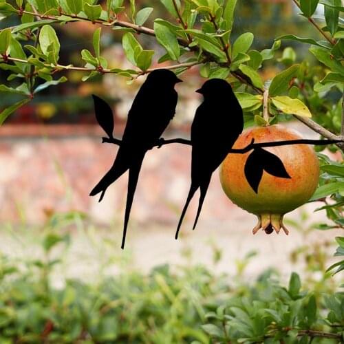 Vintage Metal Bird Silhouettes Garden Fence Decor Wall Haning Decals Country Yard Art Gardening Decorative Dining Hall Dormitory