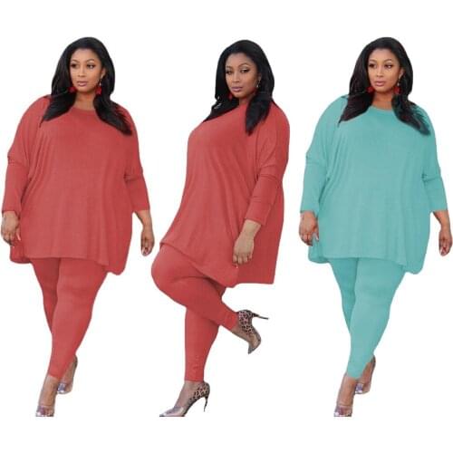 Womens Tracksuit Loose Long Sleeve Tops and Sporty Fitness Leggings Pants Jogging Femme Lady 2pcs Matching Sets Plus Size 5XL