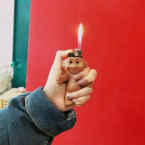 1Pcs Silicone Cute Funny Rubber Doll Style Lighter Shell Case Box Lighter Protector Nostalgic Toys Cigarette Accessories 7cm