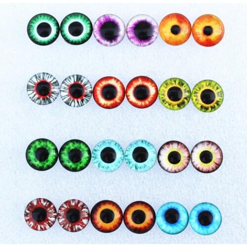 12mm Random Mixed Dragon Eyes Round Glass Cabochon Flatback Photo Dome Jewelry DIY Accessories Tray by pair 50pcs/lot K06129