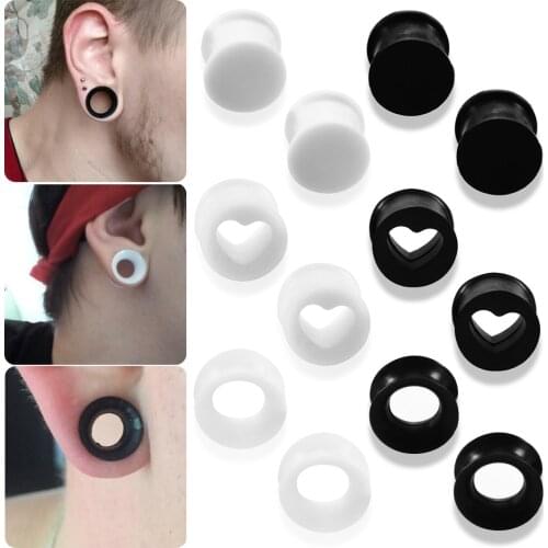 2pcs/lot Silicone Flexible Thin Double Flared Ear Plugs Flesh Tunnel Ear Gauges Expander Stretcher Earlets Ear Piercings Jewelry