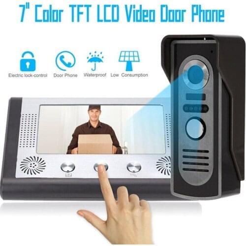 7 Inch TFT LCD Monitor Wired Video Door Phone Doorbell Intercom System IR
