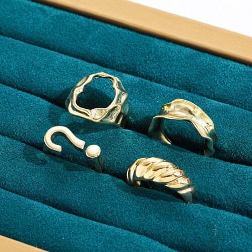 Abstract Adjustable Chunky Open Rings For Women Men Trendy Punk Hip Hop Irregular Finger Rings Vintage Gold Metal Jewelry