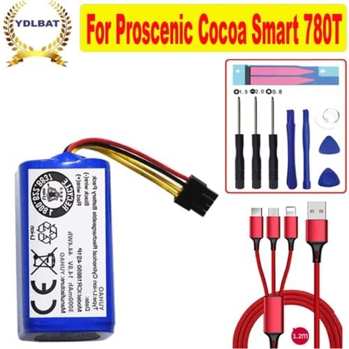 14.8V 3000mAh Battery for Proscenic Cocoa Smart 780T,790T,Summer P1S P2S,Jazz,Kaka Robot Vacuum Cleaner Li-Ion Rechargeable