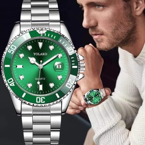 Mens Watch New Luxury Business Watch Men Waterproof Date Green Dial Watches Fashion Male Clock Wrist Watch Relogio Masculino