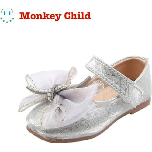Childrens shoes Girls' leather shoes Bow tie princess shoes Glossy soft shoes Fairy leather shoes School shoes Sparkling prince