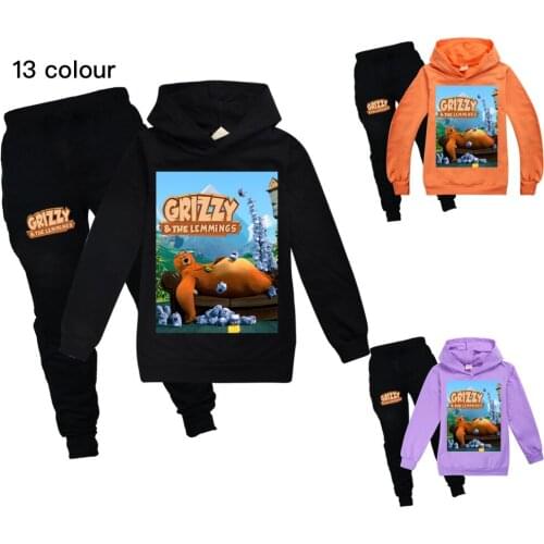 Baby Grizzy Boy Clothing Set Cotton Cuit Lemmings T Shirt Pants for Girls Kids Boutique Clothing Wholesale Teenage Hoodies Shirt