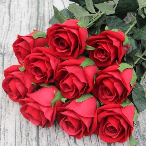 Home Decoration Flannel Single Rose Artificial Simulation Dry Flower Wedding Decoration Hotel Living Room Interior Decoration