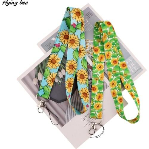 Flyingbee Sunflowers Creative Lanyard Badge ID Lanyard Mobile Phone Rope Key Lanyard Neck Straps Accessories DIY Hang Rope X1943