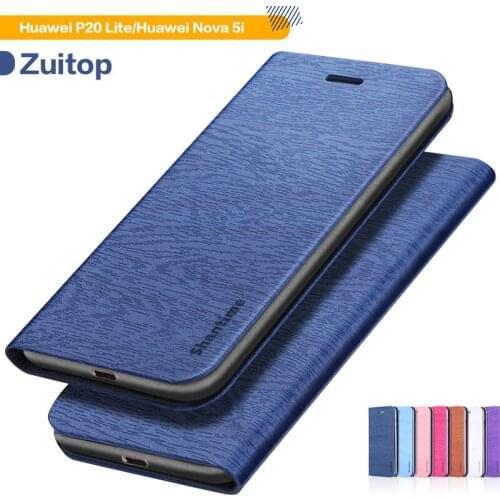 Wood grain Leather Phone Case For Huawei P20 Lite 2019 Flip Book Case For Huawei Nova 5i Business Case Soft Silicone Back Cover