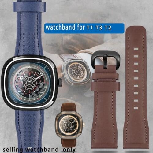 Leather Wristband for seven Fridays watchband leather T1/01 T3/01 T2/01 series cowhide accessories 26mm watch strap pin buckle